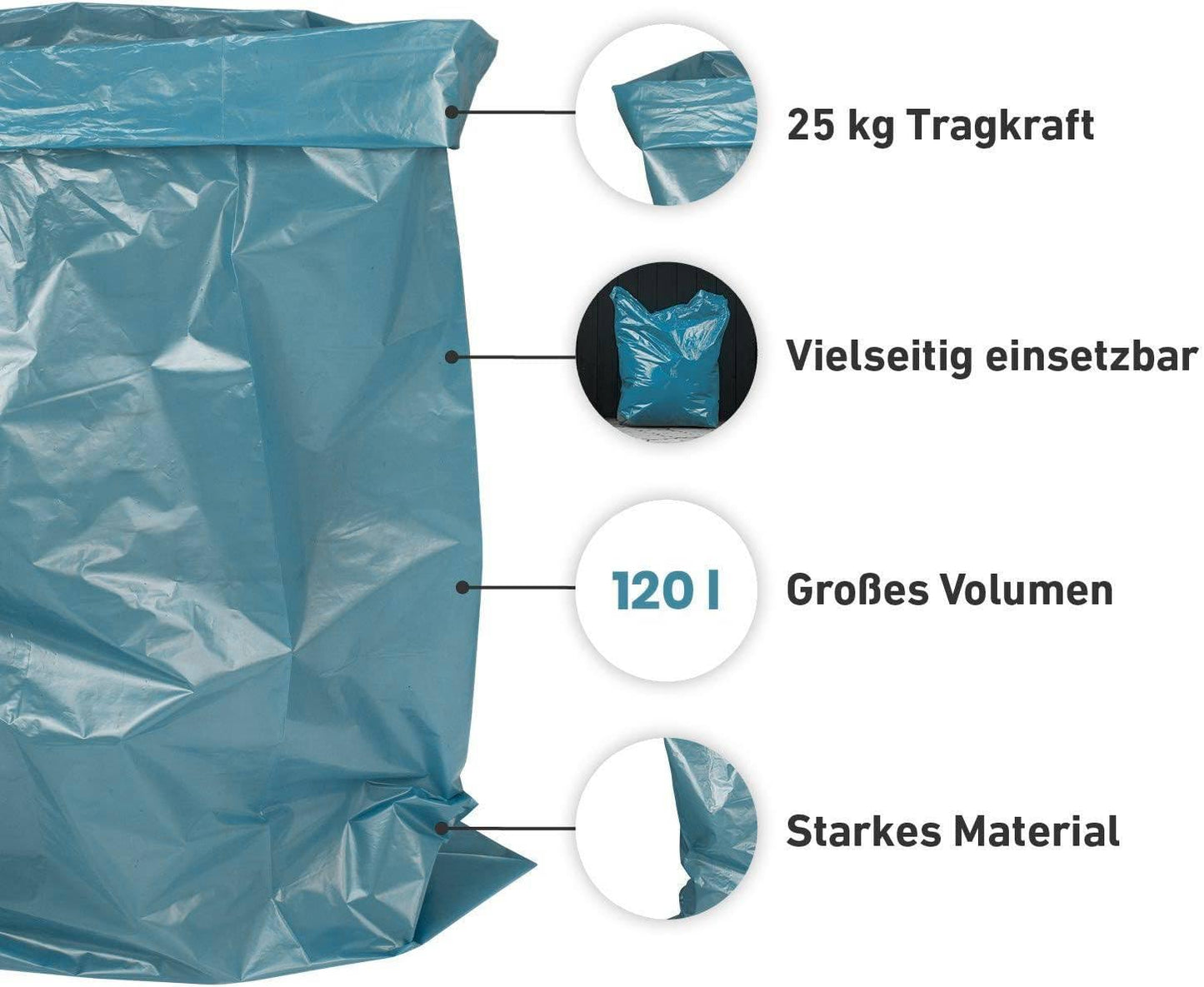 🆄🅽🆂🅴🆁 𝗧𝗜𝗣𝗣: Hypafol 100 Stück reißfeste Müllsäcke | extra starke Abfallsäcke | 10 blaue Rollen | 120 L Fassungsvolumen | stabile Müllbeutel aus umweltfreundlicher Recyclingfolie