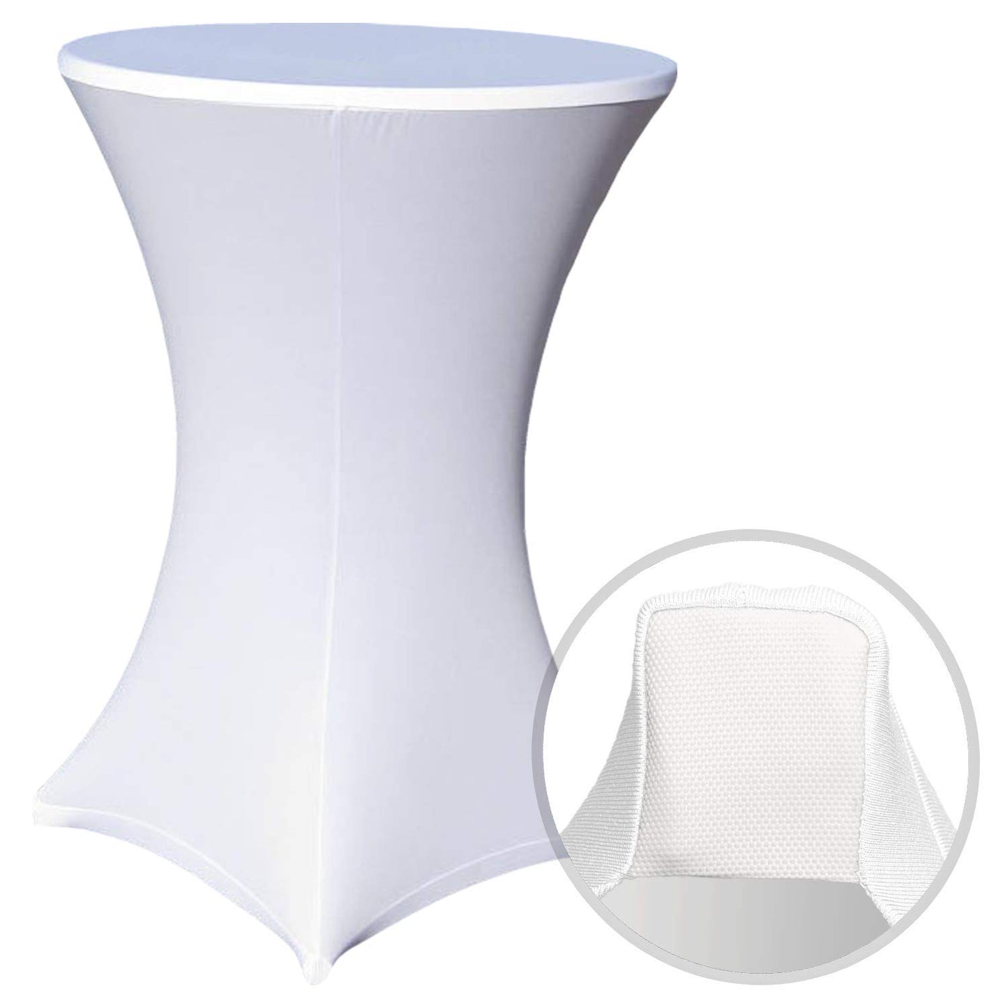 EXKLUSIV HEIMTEXTIL Stehtischhusse Stretch für Bistrotisch mit 4 Fußlaschen elastisch Ø 70-75x110-120 cm Weiß