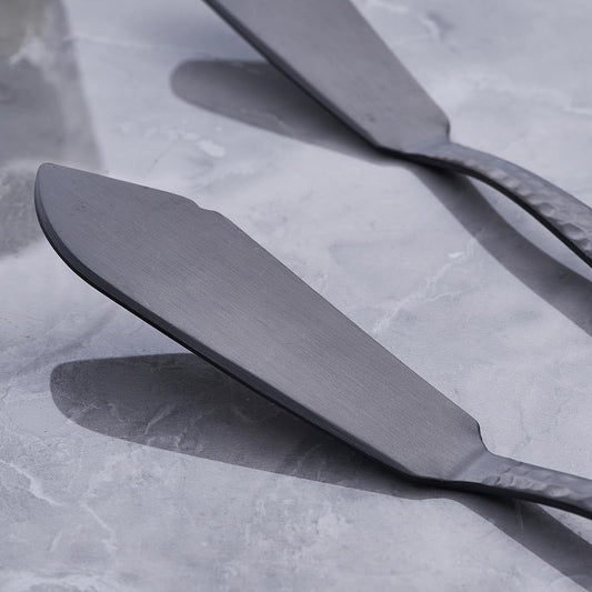 Matt-schwarzes großes Servierbesteck-Set, FULLYWARE Edelstahl großes Hostess-Servierset, inklusive Servierlöffel, geschlitztem Servierlöffel, Serviergabel, Kuchenschaufel und Buttermesser, 5-teilig