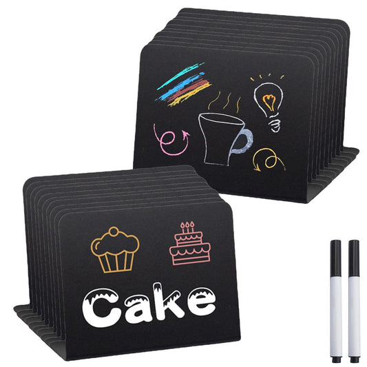 FENGQ Kreidetafel Klein set, 20 Stück Buffet Schilder, schiefertafel zum beschriften, Preisschilder Aufsteller, für Bäckerei, Buffet, Hochzeit, Party, Preisschilder, Café, 7.5 x 10cm (Schwarz/L Form)