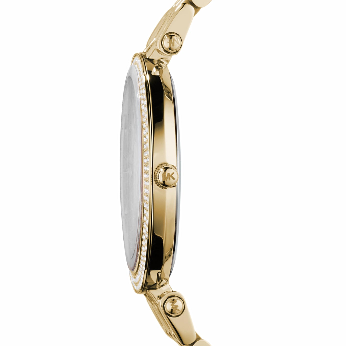 Michael Kors Damen Quartz Armbanduhr, 39.00mm GehäusegröÃŸe mit champagnerfarben analog Zifferblatt und Gold Metallarmband Armband MK3191