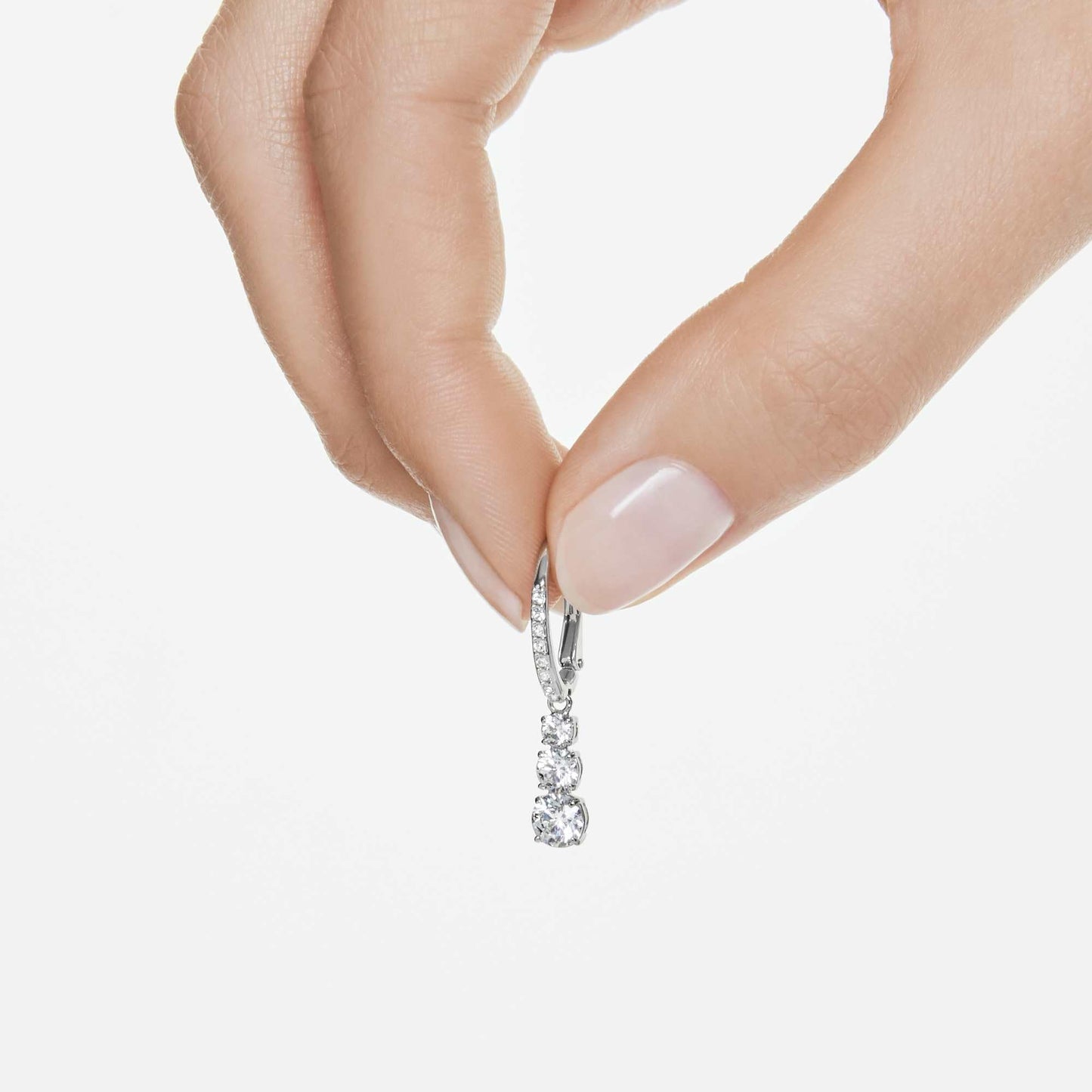 Swarovski Stilla Attract Trilogy Ohrringe, Weiss, Rhodiniert