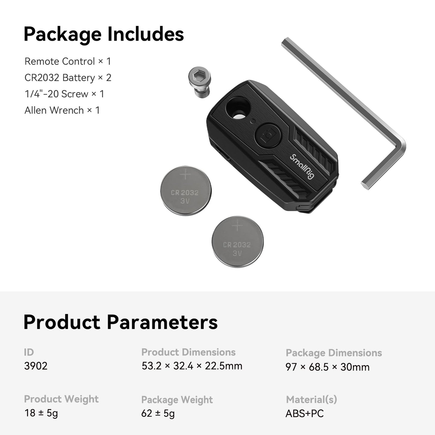 SMALLRIG Drahtlose Fernbedienung für Sony für Canon für Nikon Kamera, für A7RV, A7RIV, A7RIII, A7SIII, A7III, A6700, FX3, A7C, A7CR, A7CII, ZV-E10 II, ZV-E10, R5, R5II, R6, Z50, Zfc, Z30-3902