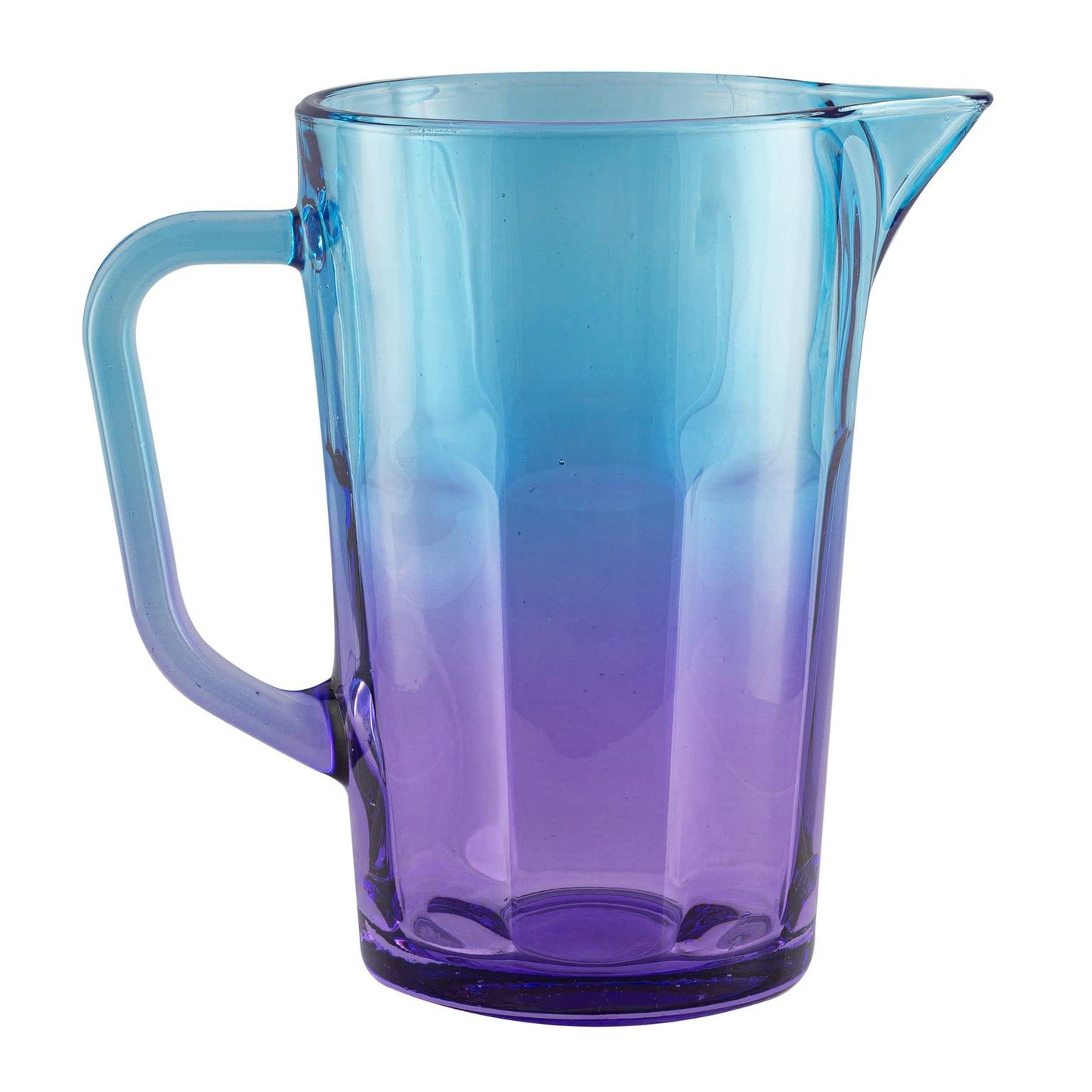 TREND FOR HOME Wasserkaraffe Glas 1 Liter mit Handlichem Griff Bunt Wasserkrug 19 cm Glaskanne Blau Lila Glaskrug Wasserkanne Glaskaraffe Glas Carafe Pitcher Glaskanne 1l Bunte | Gigi Dreamy Sunset