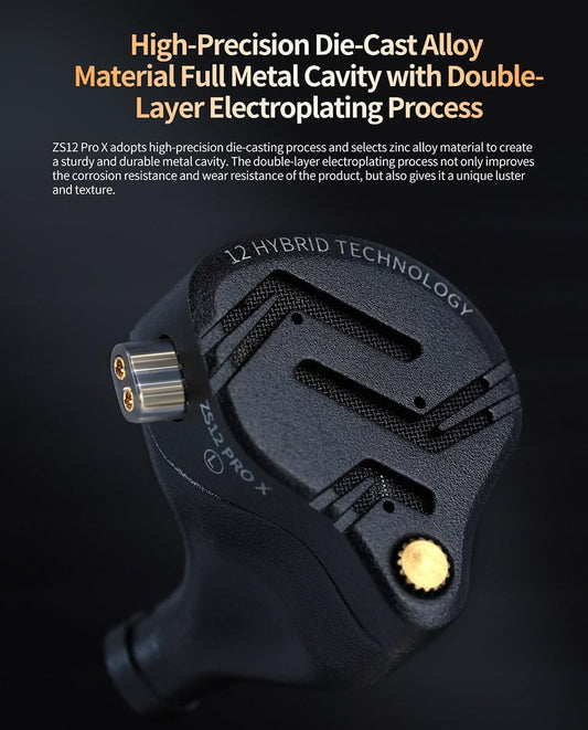 Yinyoo KZ ZS12 PRO X In Ear Monitor Kopfhörer Kabel,1DD 5BA 4-Schalter-Abstimmung IEM,Super Linearer Treiber für Kraftvolle Bässe,HiFi Kopfhörer für Spiele, Musiker, Gaming