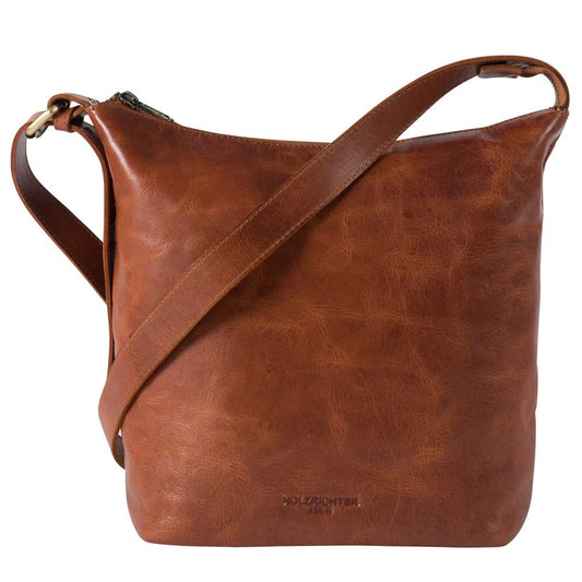 Holzrichter Berlin Shopper No 2-1 (M) Cognac - Damen Vintage Hobo Handtasche & Schultertasche handgefertigt aus Premium-Leder