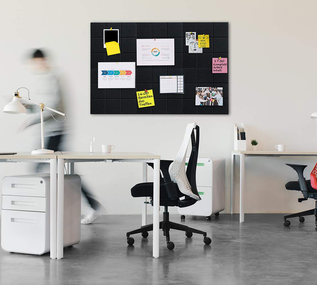 Uoisaiko Große Filz Pinnwand Selbstklebend mit 30 Pinnnadeln, 6 Stück 30x30cm Filzboard Memotafeln Memo Boards Bulletin Board Wanddekoration für Büro Küche, Fotos Memos