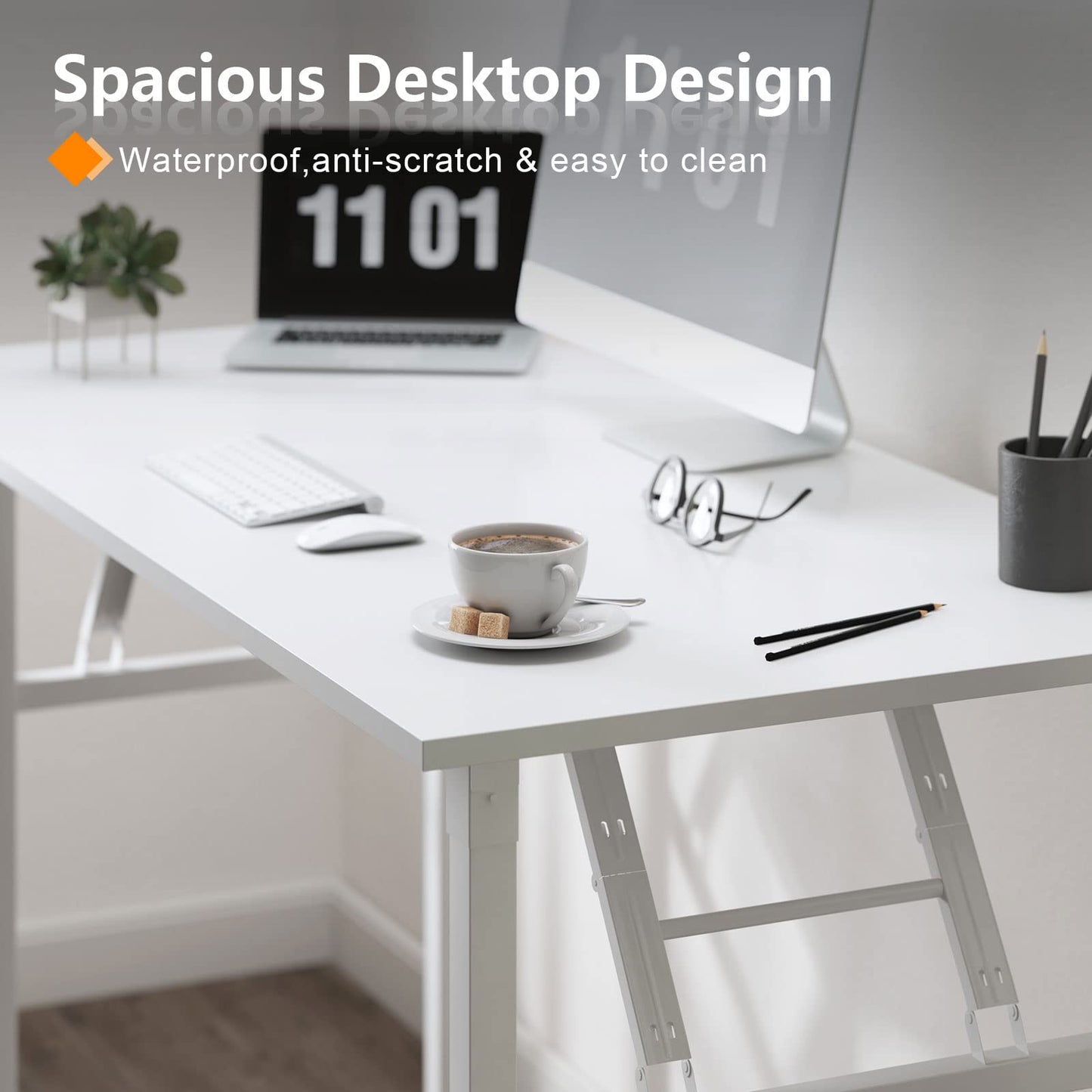 SogesHome Klapptisch Computertisch 100 x 60 x 75 cm PC Schreibtisch Schreibtisch Büroarbeitsplatz für Home Office Verwendung Schreibtisch, Esstisch Konferenztisch, Weiss,AC5DW-100-SH