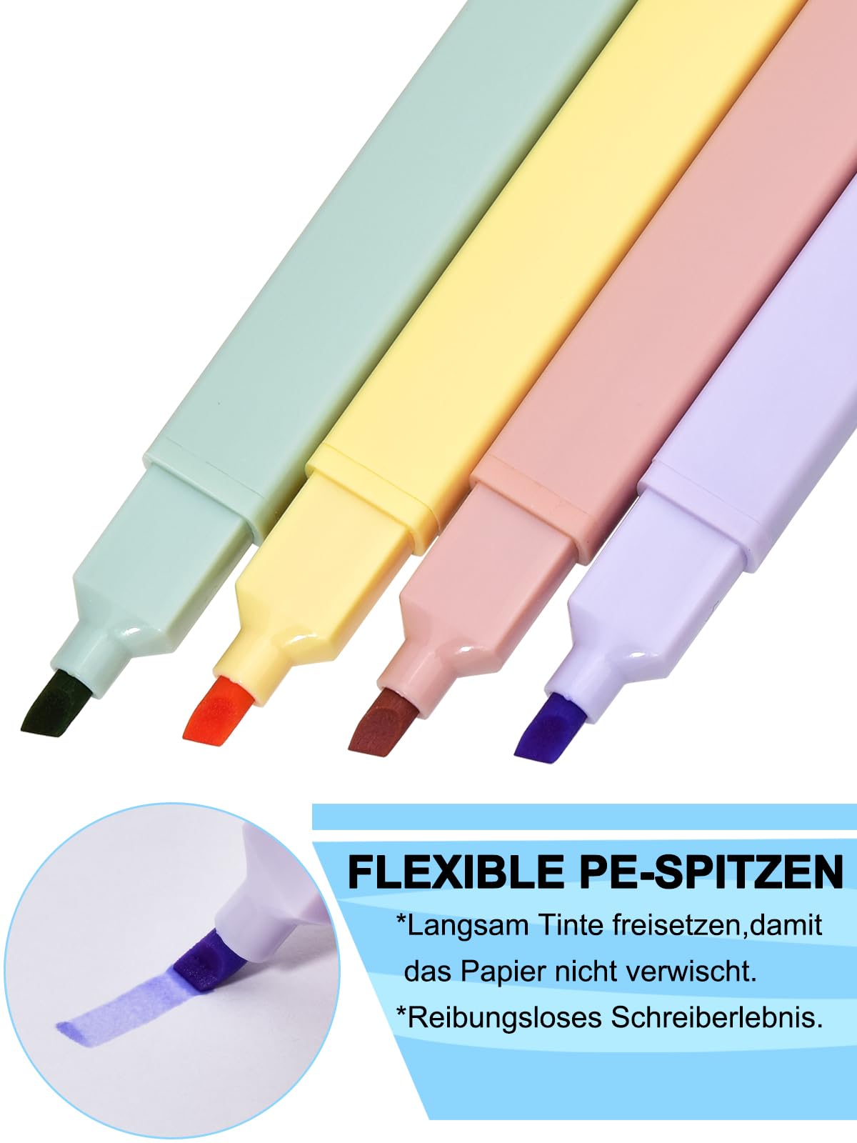 Willingood [ 8 Stück Asthetische Textmarker Pastell mit Weicher Meißelspitze, Highlighter Marker Stifte für Journal Bibel Planer Notizen Nehmen,Trocken Fast, Undurchlässigkeit der Tinte