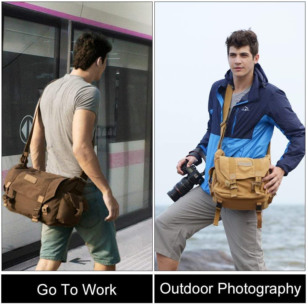 CADeN Kameratasche Spiegelreflex Kamera Schultertasche Kamera Foto Tasche Umhängetasche Fototasche für SLR DSLR Spiegelreflexkameras Sony Nikon Canon (Braun)