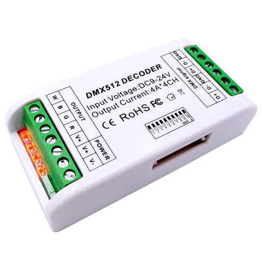 RGBW 4 Kanal DMX Decoder,Mini16A RGB RGBW LED Strip Controller DMX 512 Decoder Dimmer Treiber für RGBW RGB LED Strip Modul DC9-24V
