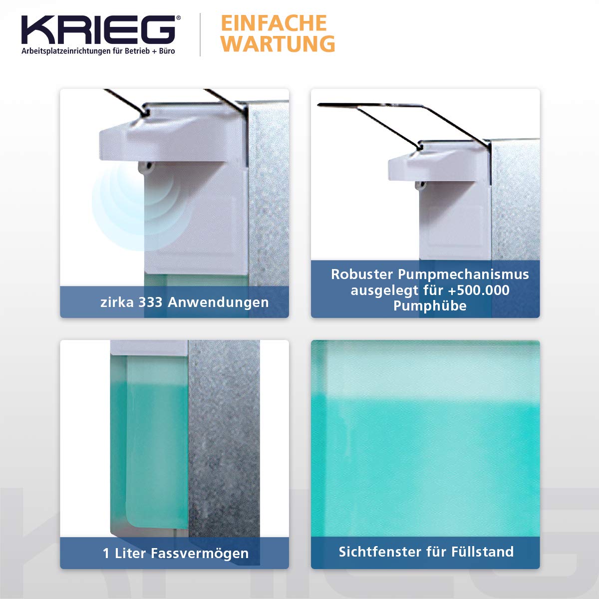 KRIEG Desinfektionssäule stehend I Silber I Hygienestation freistehend & mobil I Hygienesäule mit Desinfektionsmittel I 1000 ml - 333 Sprühstöße I Ready to go