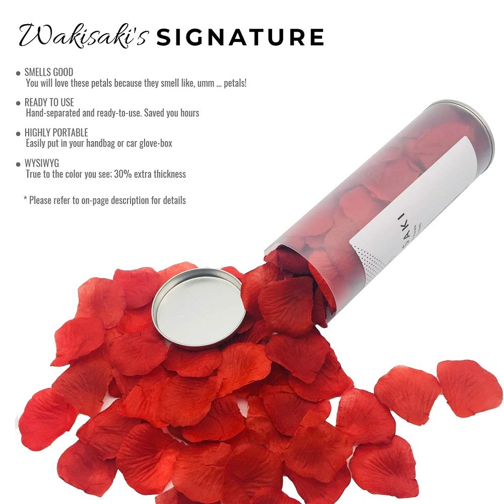 Vorgetrennte & Parfümierte Künstliche Rosenblätter Seidenrosenblätter – Perfekt für Hochzeit, Romantische Nacht, Valentinstag, Party & Event-Dekoration (1000 Stücke, Dunkelrot)