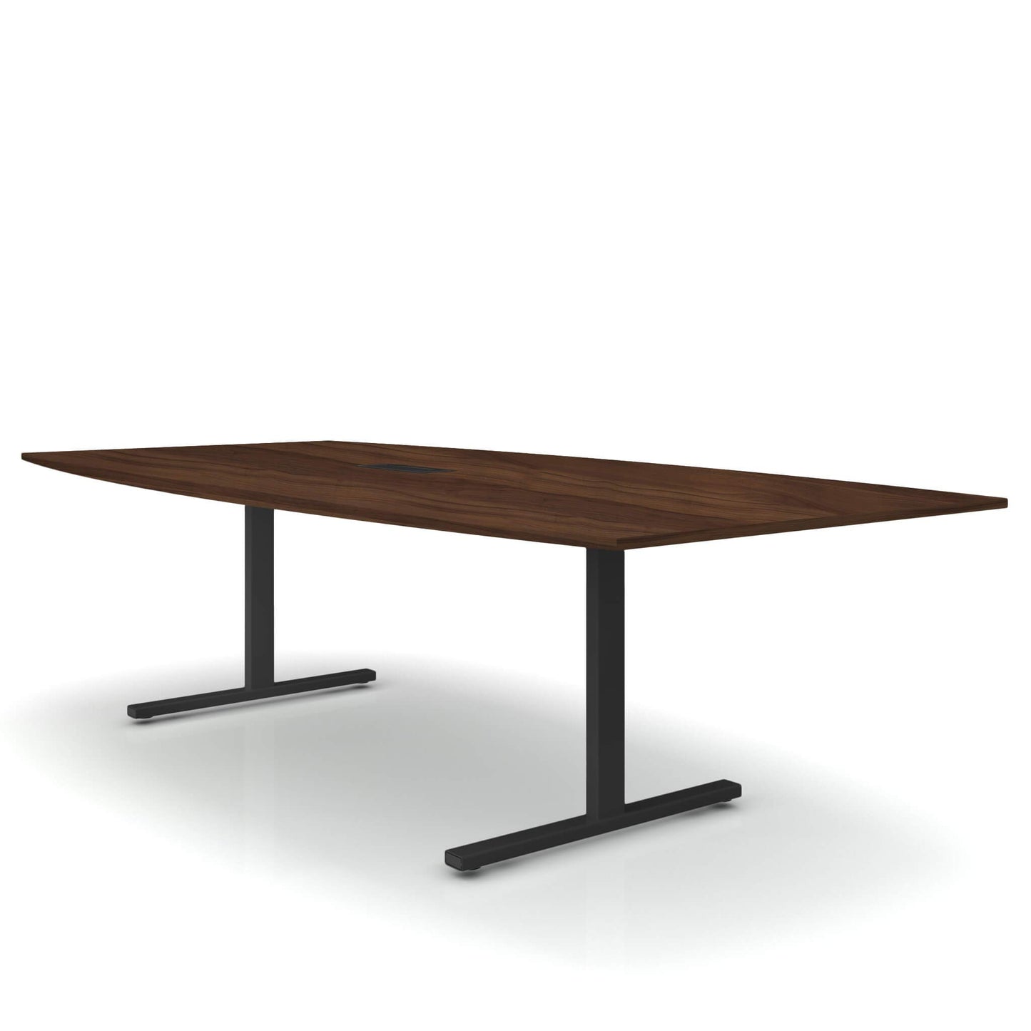 Weber Büro Easy Konferenztisch Bootsform 240 x 120 cm Nussbaum mit Elektrifizierung Besprechungstisch Tisch, Gestellfarbe:Anthrazit