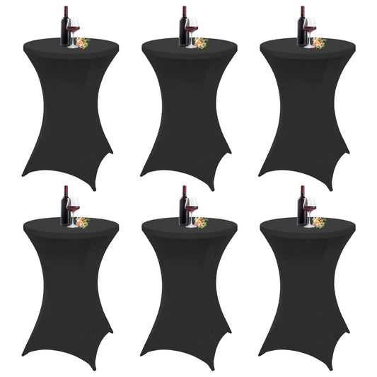 Acelectronic 6er Set Stretch Stehtisch Husse Schwarz Ø 60-65 cm Stella – Verstärkung im Fußbereich & 40°C waschbar, rutschfest & bügelfreie Husse für Stehtisch & Bistrotisch als Tisch-Überzug