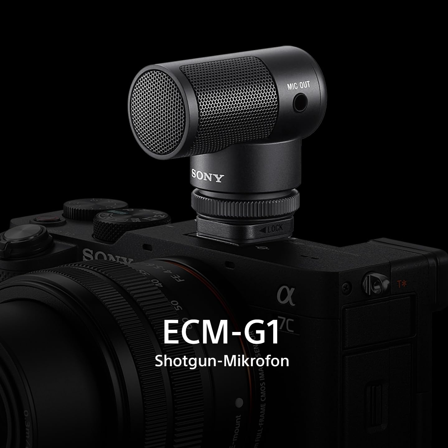 Sony ECM-G1, Shotgun Mikrofon, Klarer Klang, Windschutz, Kompakt & Leicht, Ideal für Kameras, Vlogs, Content Kreation, Streaming