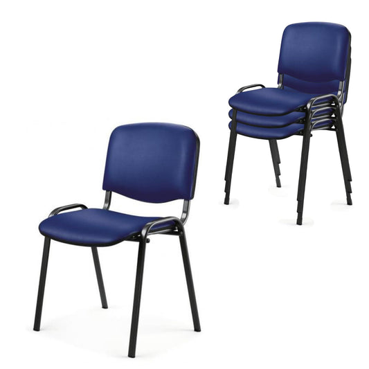 topsit 4er Set Wartezimmerstuhl, stapelbarer Besucherstuhl mit Polsterung und Kunstlederbezug, Metallgestell Bürostuhl, Konferenzstuhl für Home Office, Rezeption Pausen Raum (Blau)