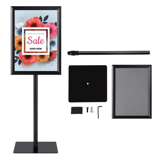 COSTWAY Infoständer A3, Informationsständer höhenverstellbar, Plakatständer, Kundenstopper, Präsentationsständer, Werbeständer, Posterständer, Aufsteller (Schwarz)
