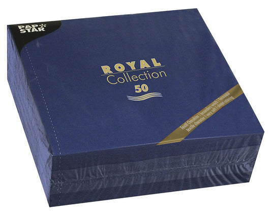 Papstar Servietten / Tissueservietten dunkelblau "Royal Collection" 40 x 40 cm, 1/4-Falz, gut geeignet für Haushalt, Gastronomie oder Partys, FSC-Zertifikat, #11605, 1 X 50er Pack