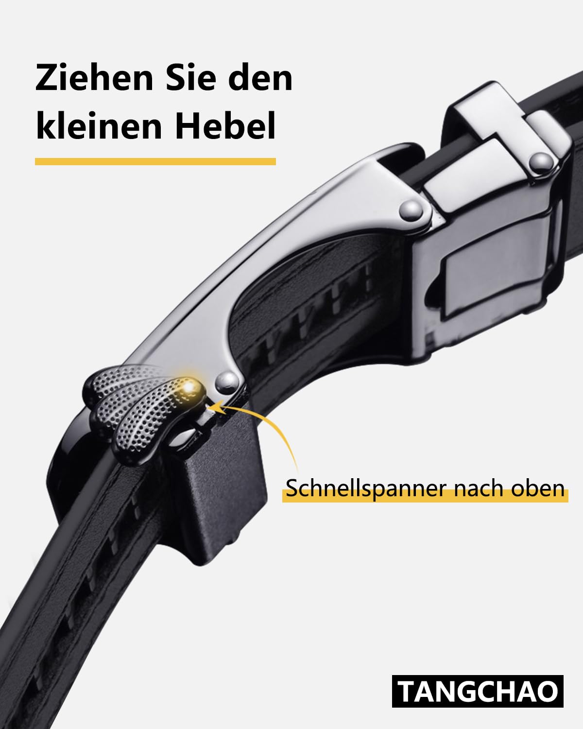 TANGCHAO Gürtel Herren Ledergürtel Ratsche Automatikschließe Business Anzug Gürtel 35mm Breit Schwarz Verbessertes Material 1-HEI-ZD 115CM