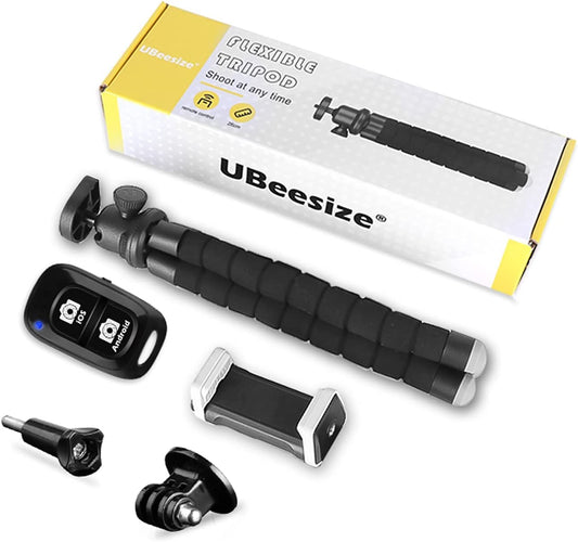 UBeesize Handy Stativ, Mini Stativ für Smartphone und Kamera rutschfest Leicht Handy Stativ Ständer mit Bluetooth Fernbedienung für Reisen, Camping, Selfie