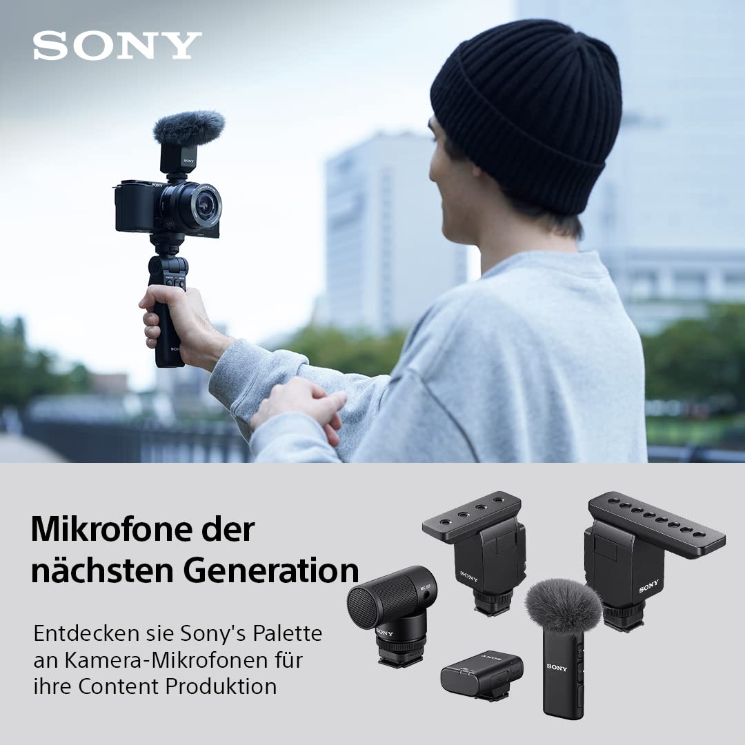 Sony ECM-G1, Shotgun Mikrofon, Klarer Klang, Windschutz, Kompakt & Leicht, Ideal für Kameras, Vlogs, Content Kreation, Streaming