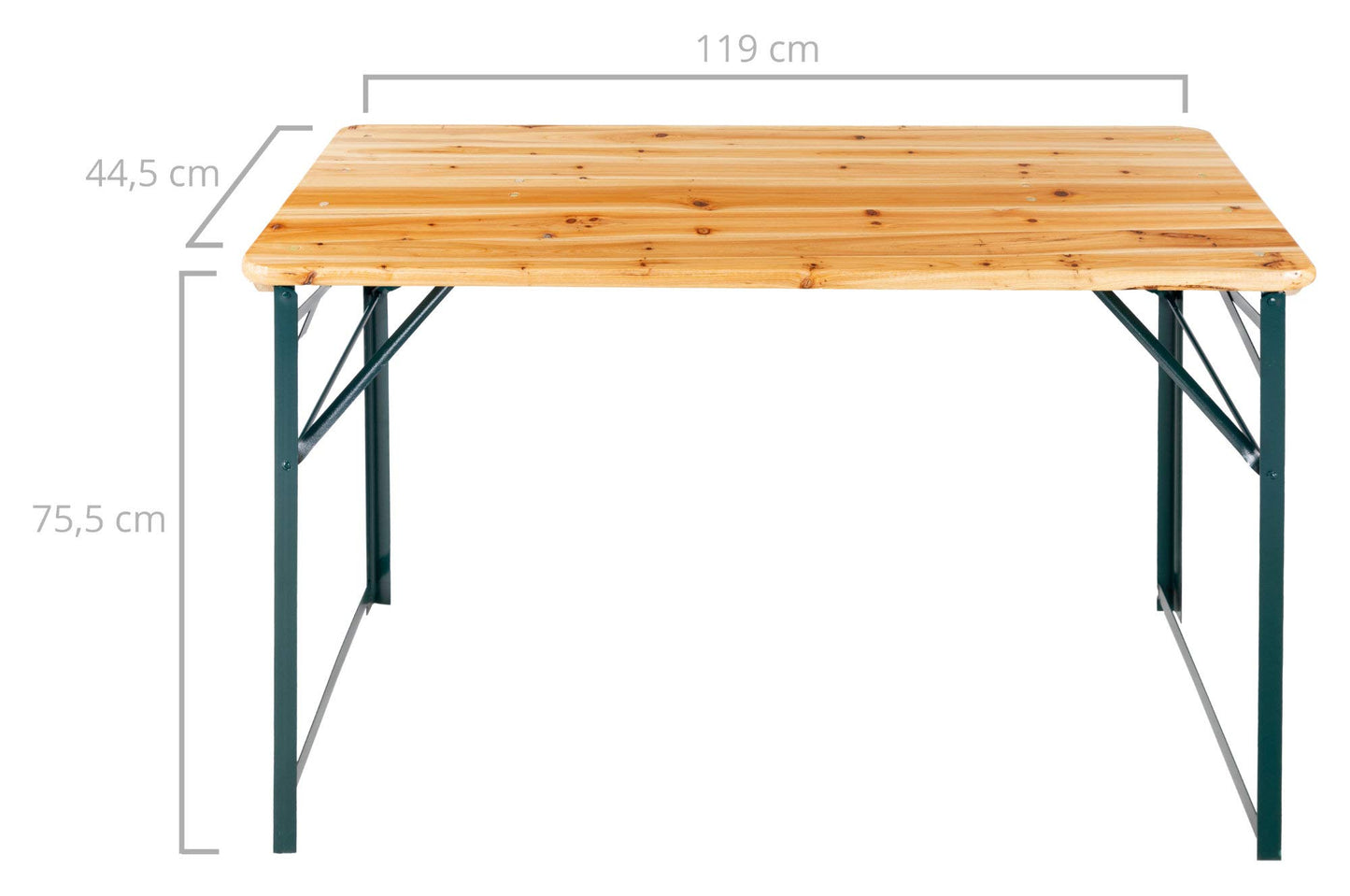 Stagecaptain BBDL-119 NT Hirschgarten Bierzeltgarnitur mit Lehne für Balkon - 119 cm Länge - Klappbare Festzeltgarnitur 1x Tisch, 2X Bank - Holz Sitzgarnitur - Innen & Außenbereich - Natur