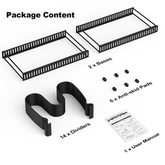 Housolution Pfannenhalter für Schublade, Erweiterbarer Topfdeckelhalter mit 14 Verstellbaren Teiler, Topfdeckel Aufbewahrung Pfannen Organizer Deckelhalter für Küche, Schwarz