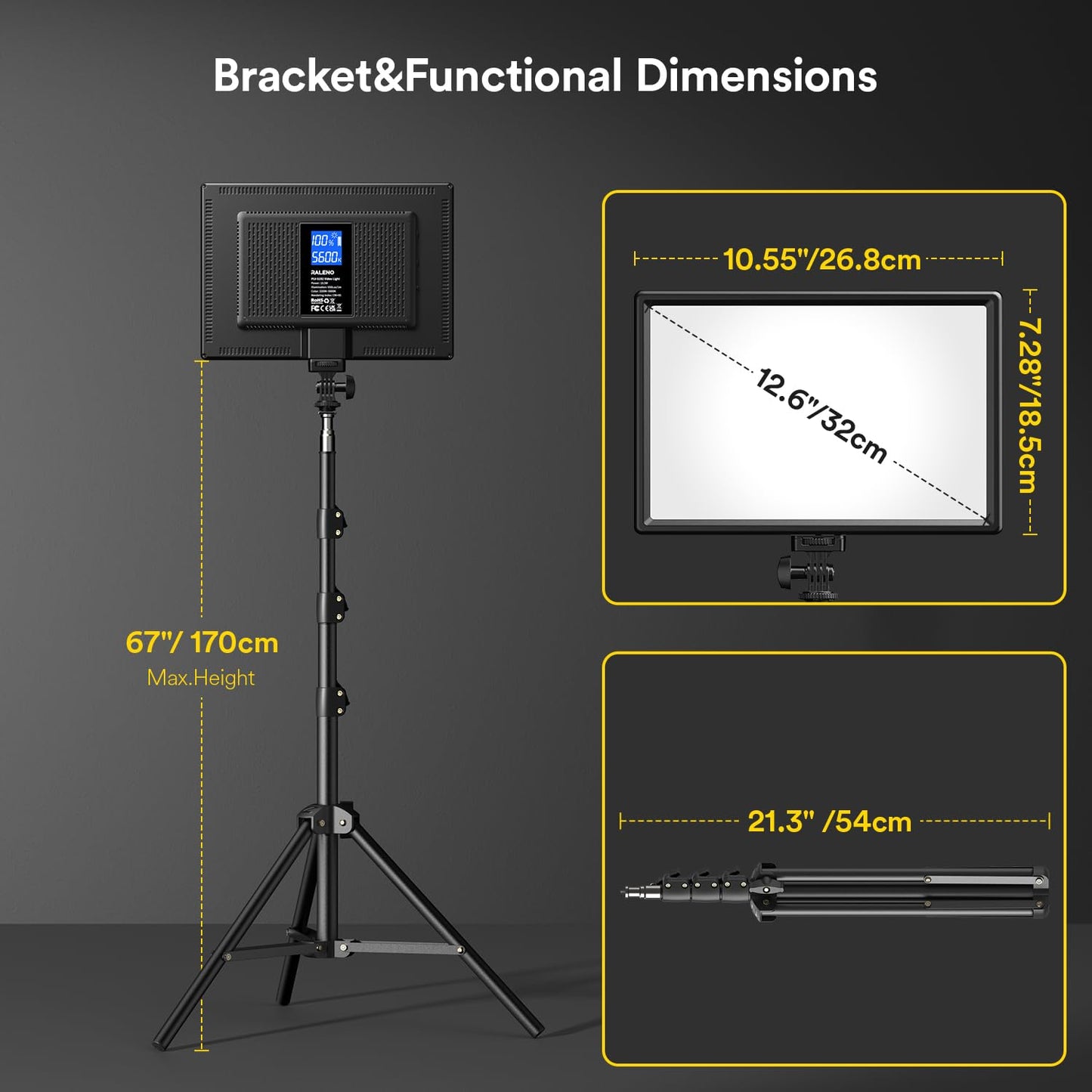 RALENO LED Videoleuchte, 2 Pack 384 LED Sanftes Video Streaming Licht mit 180cm Stativ Handyhalter 8000mAh-Akku 3200-5600K 0-100% Dimmbar Fotolicht CRI95 für YouTube TikTok Fotografie Videobeleuchtung