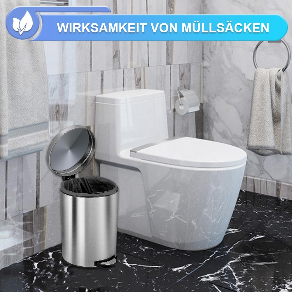 XUXRUS Müllbeutel 15L Müllsäcke Schwarze Mülltüten Kleine Reißfest Abfallbeutel Geeignet für Badezimmer,Toiletten und Küchen,120 Stück