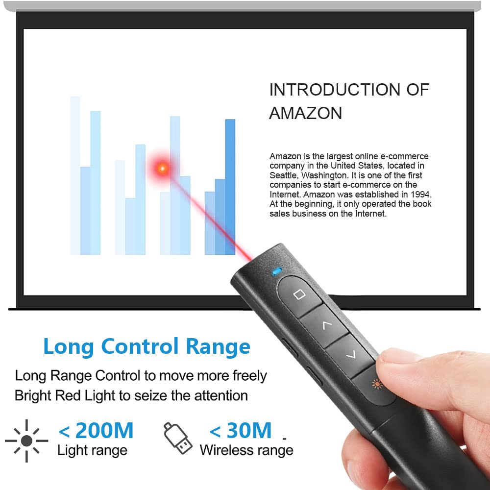USB/Type-C 2-in-1 Wireless Presenter Aufla-dbarmit Hyperlink Lautstärkeregler, 2.4Ghz Powerpoint Fernbedienung Pointer für Präsentationen Klicker, Kabelloser Präsenter für Mac Laptop