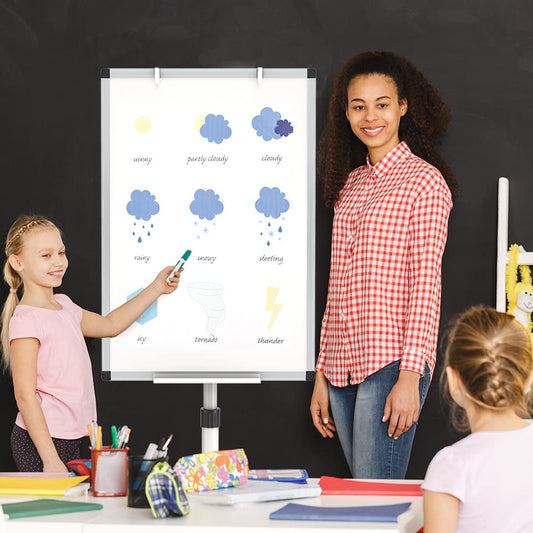 VIZ-PRO ECO Magnetische Mobile Whiteboard, 90 x 60 cm, Staffelei Flipchart Ständer Rollendes Trockenlöschbrett mit Papierblöcken