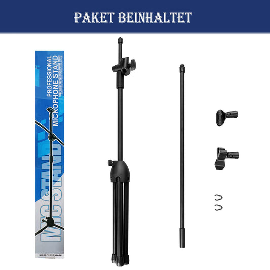 KingSaid Mikrofonständer 2 in 1 Dual-Use boden Mikrofonstativ mit 2 Mikrofonklemmen Schwenkarm und Adapter 73-175cm Höhenverstellbar Dreibeiniger Mikrofonständer für Bühnentreffen Live-Sprache