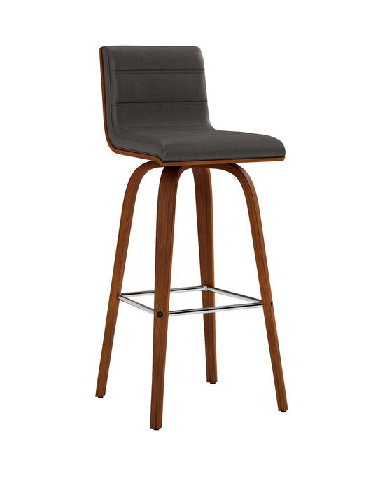 Armen Living lcvibagrwa30 Vienna 76,2 cm Bar Höhe Barhocker in GRAU Kunstleder und Walnuss Holz-Finish