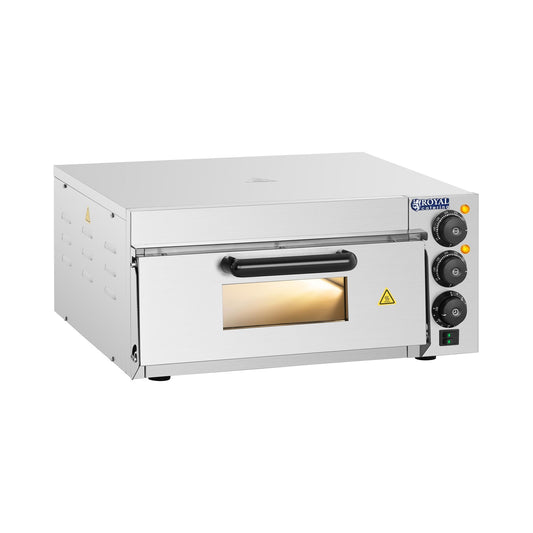 Royal Catering RCPO-2000-1PE Pizzaofen elektrisch 2000W 1 Kammer Pizzabackofen Pizza Ofen Schamotte Schamotteboden