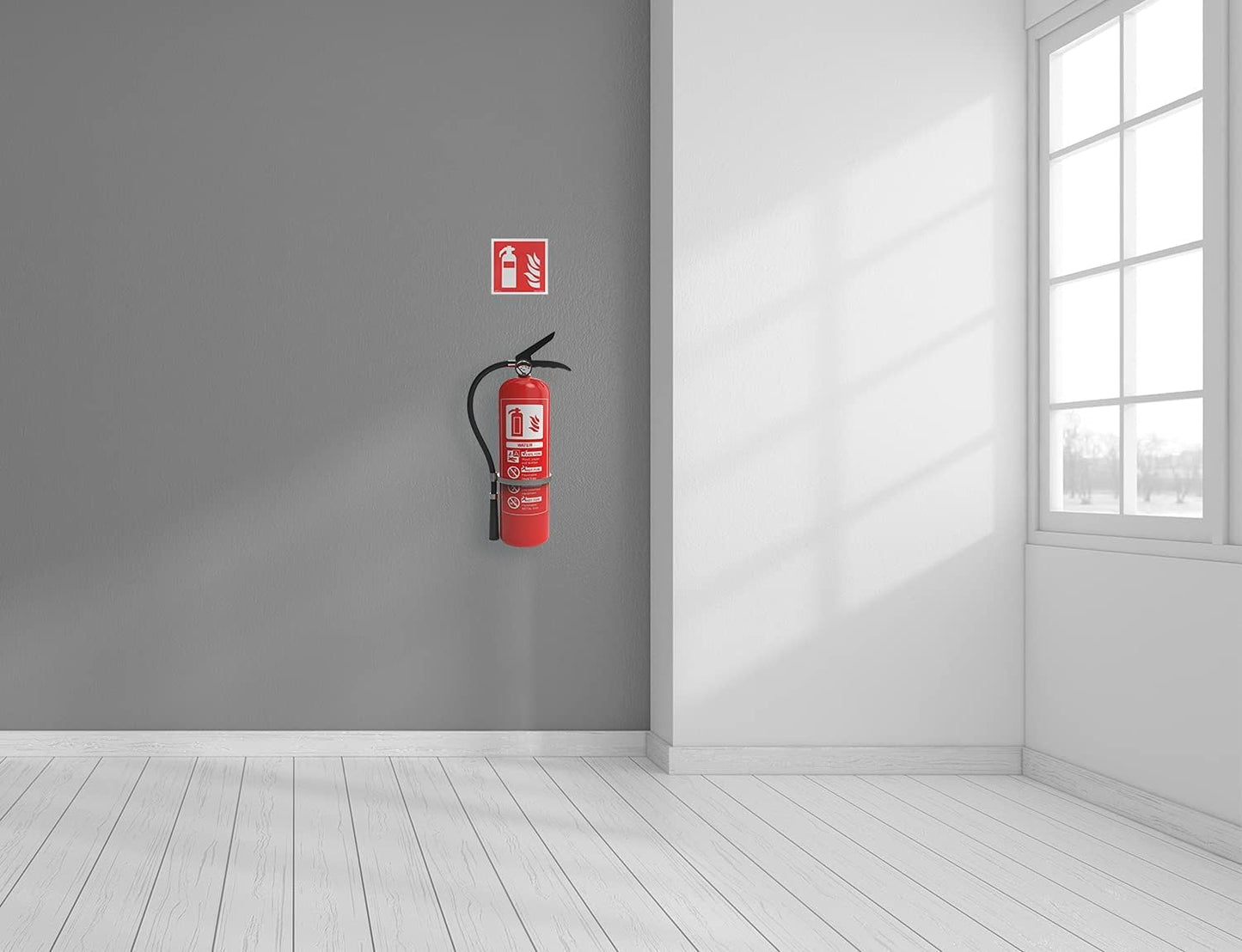 notlok Safety Work - 10x Feuerlöscher Schild [ 20 x 20 cm ] | Aufkleber Schild - einfache Montage | DIN EN ISO 7010 | Schild Feuerlöscher co2, Löscher Piktogramm