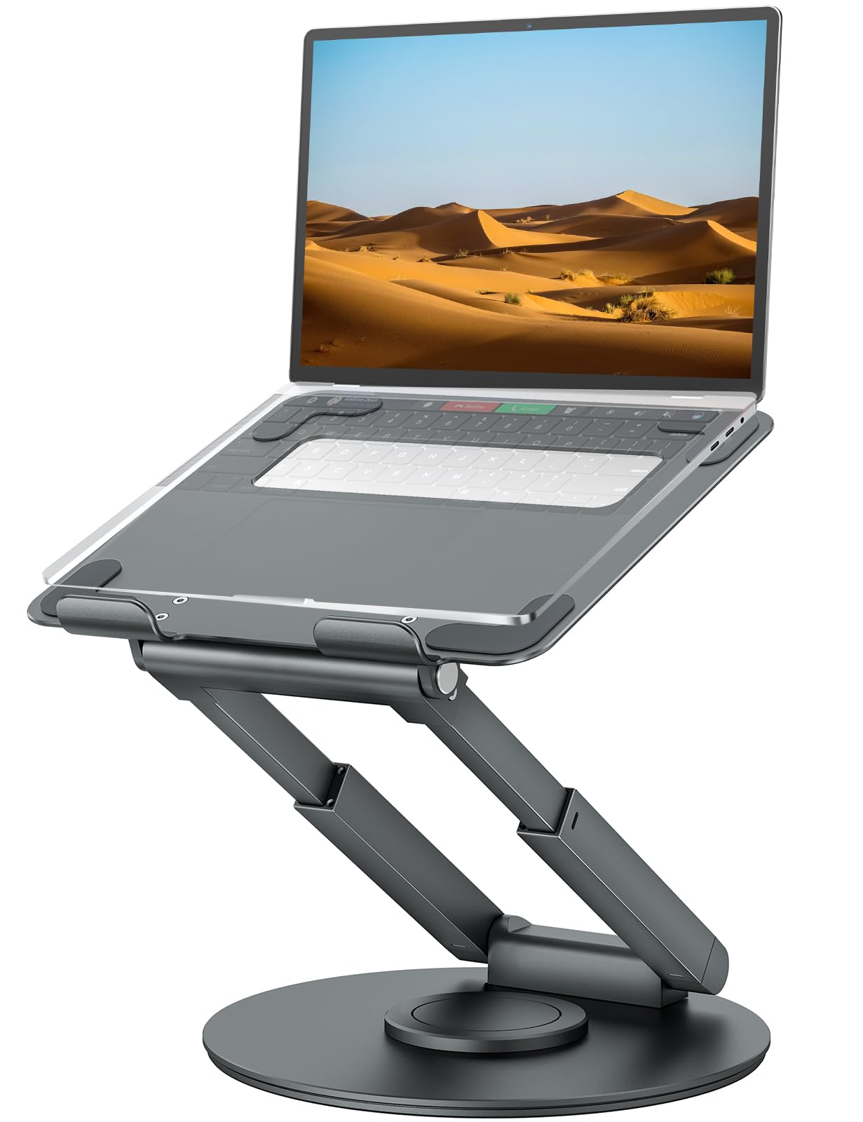 Laptop Ständer Höhenverstellbar mit 360° Drehbarer Basis, Ergonomisch Laptopständer, Laptop Erhoehung Fuer Schreibtisch, Standing Laptop Stand Computer Ständer mit MacBook Pro, Laptops 10–17"-Grau