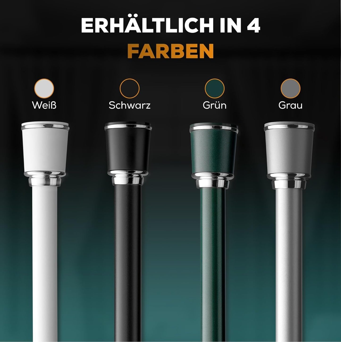 MEISENBERG Teleskopstange 220-270 cm Ø32mm, Weiß – Gardinenstange ohne Bohren, Klemmstange Ausziehbar, Vorhangstange zum Klemmen – Ideal für Vorhang & Gardinen