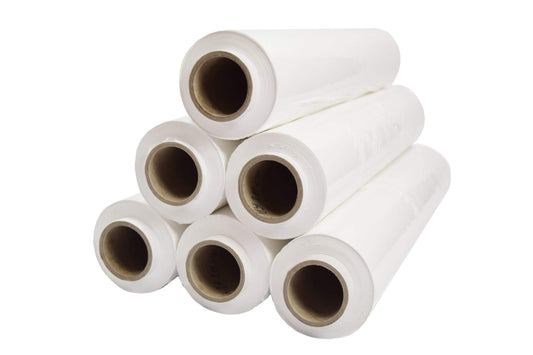 Netuno 6x weiße Stretchfolie 23my 500 mm 2,5 kg weiße Folie Polyethylen Folie Cast-Film Weiß Plastikfolie Einpackfolie Umzugsfolie Verpackungsfolie Hand-Folie