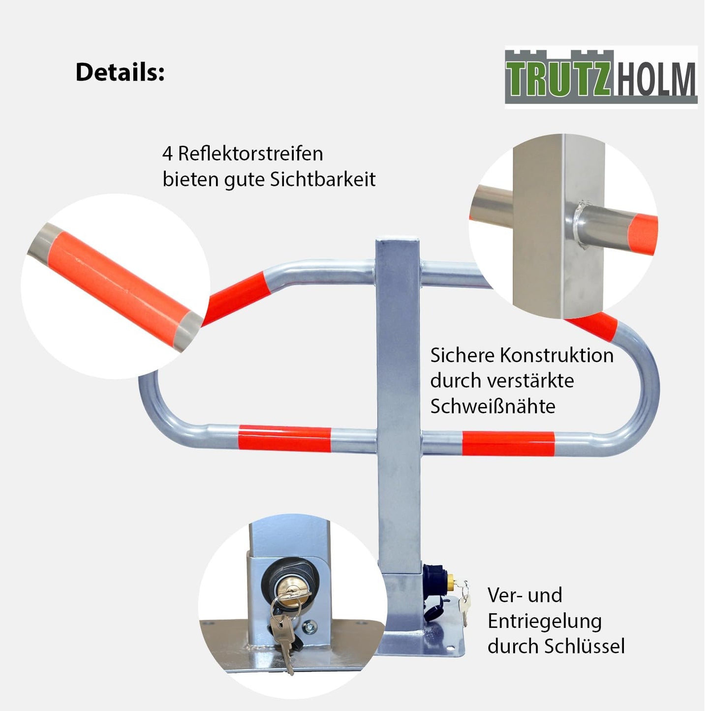 Parkplatzsperre 47 x 73 cm Metall grau abchließ- und klappbar Parkplatzbügel Sperrbügel Parkplatzblockierer Parkbügel Poller klappbar