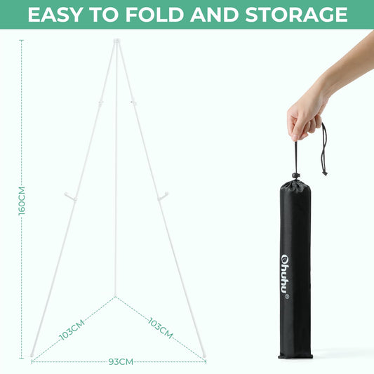 Portable Künstler Staffelei Stand: Ohuhu 160cm Weiß Verstellbares Stativ Tisch Kunst Leinwand Malerei Display - Leicht klappbare Studio Teleskop Boden Staffeleien für Hochzeit Poster Innen Außen