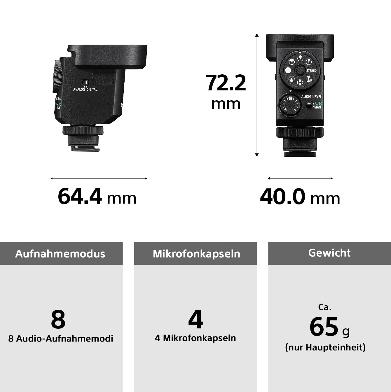 Sony ECM-M1, Kabelloses Shotgun Mikrofon, 8 Audioaufnahme-Modi, Kompakt & Leicht, Ideal für Kameras, Vlogs, Content Kreation, Musik, Streaming