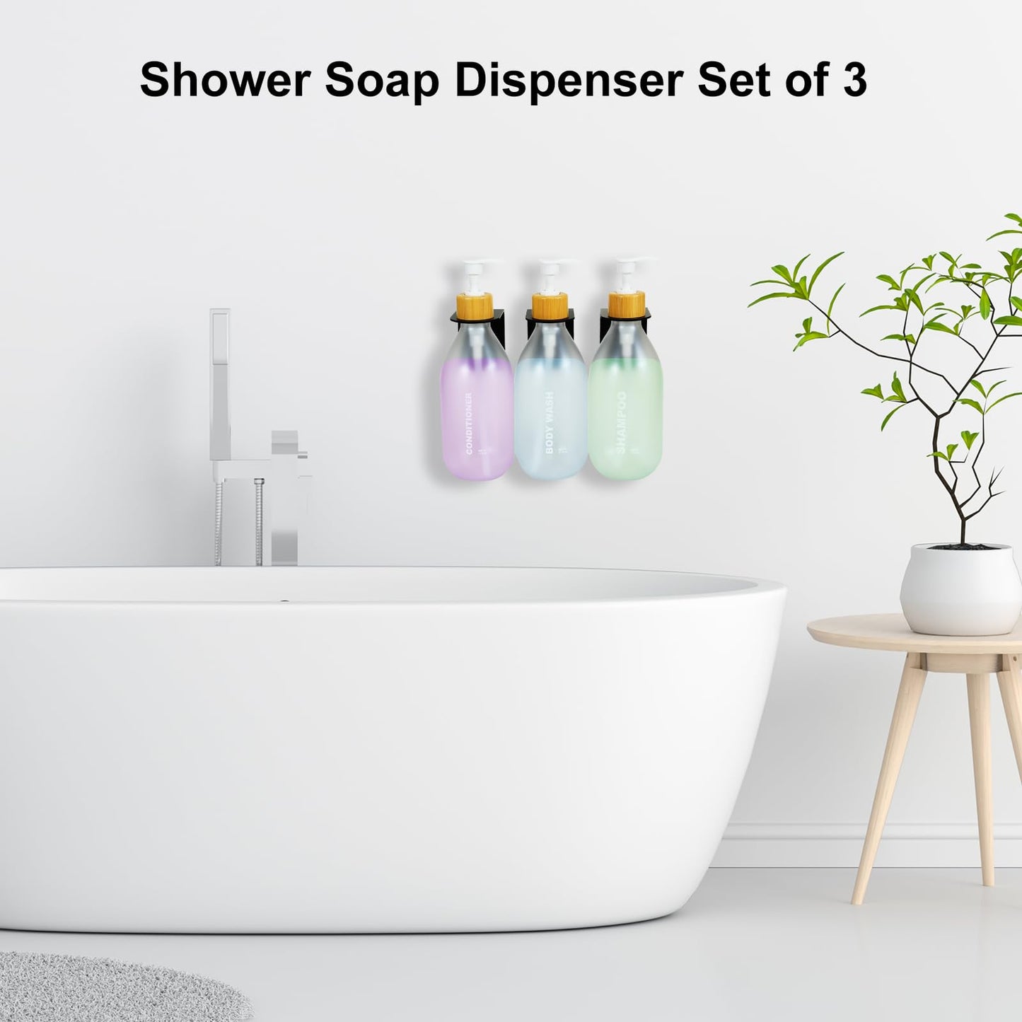 ILIKEPOW Seifenspender Wandbefestigung Set - 500 ml nachhaltige mit Rutschfester Oberfläche für Handseifen, Shampoos und Lotionen für das Badezimmer Mattes Weiß