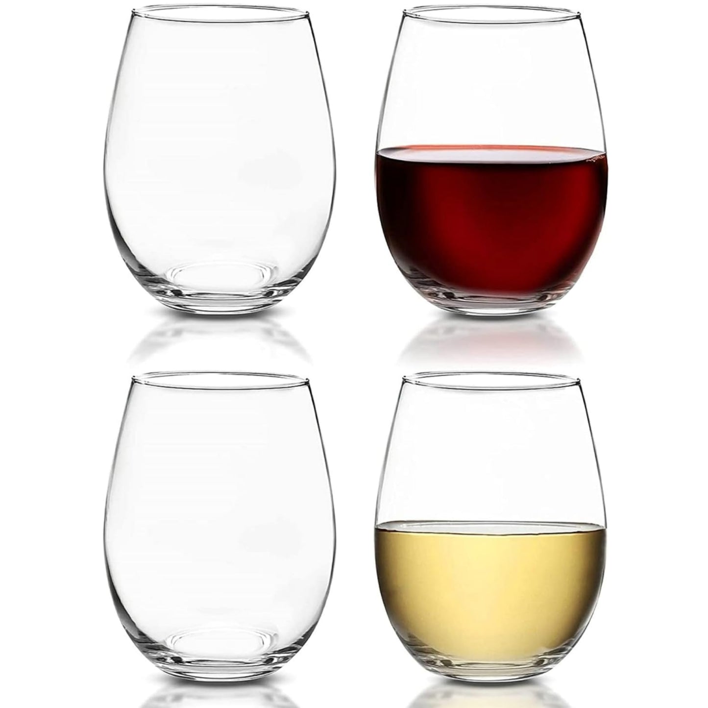 GLASKEY Kristall Weiß-Weingläser ohne Stiel, Set von 4, 560ml Weingläser Wein,Rotweinglas Weißweinglas für Bars, Zuhause, Restaurant,Spülmaschinenfest