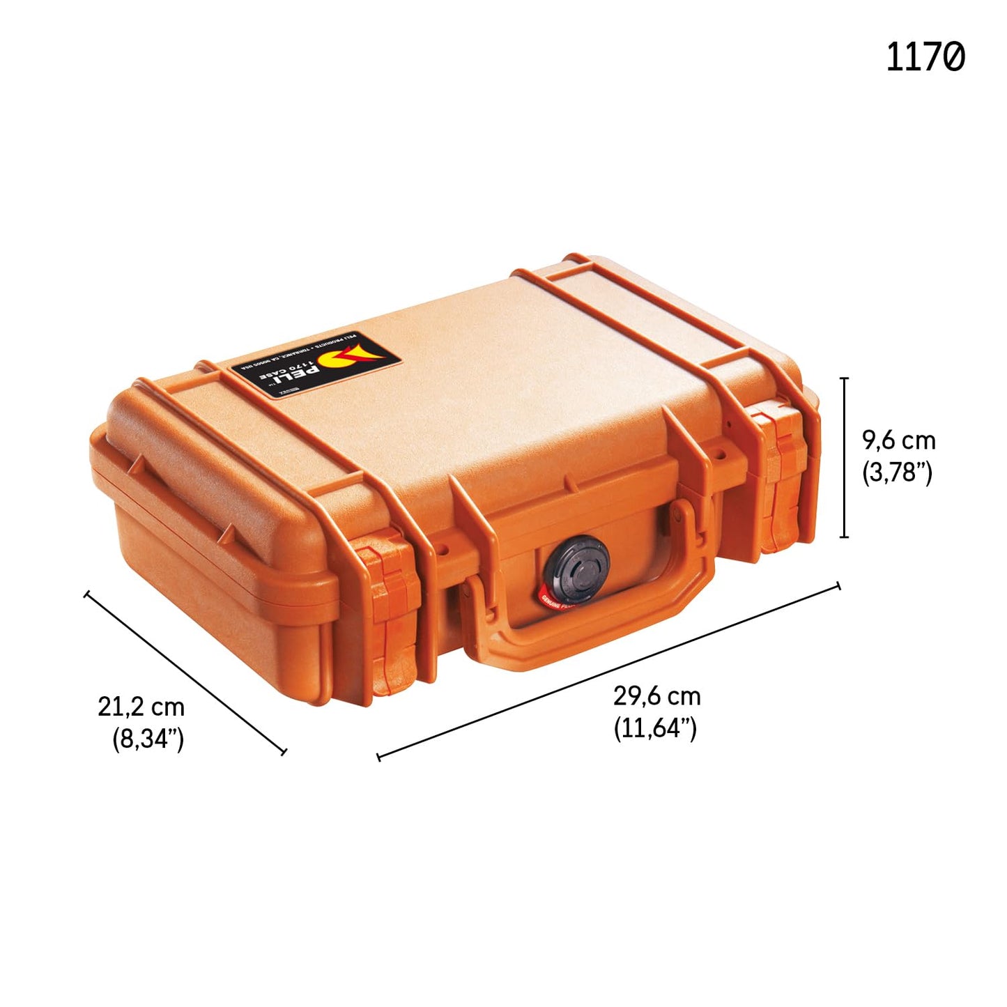 PELI Protector 1170 Schutzkoffer für Sicheren Transport von Kameraausrüstung, IP67 Wasserdicht, 3L Volumen, Mit Schaumstoffeinlage (Anpassbar), Orange