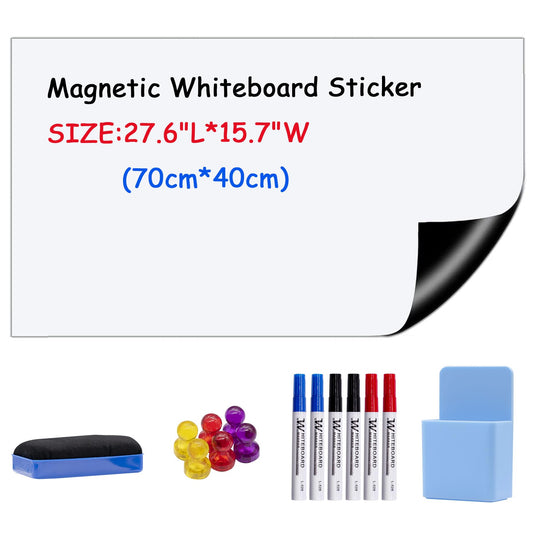 Ezigoo Whiteboard Folie, 40 x 70cm Magnetfolie Selbstklebend Weiß, Whiteboard Magnetisch mit 6 Markern, SchwammMagnetes und 6 Magneten für die Organisation zu Hause, im Büro und in der Schule DIY