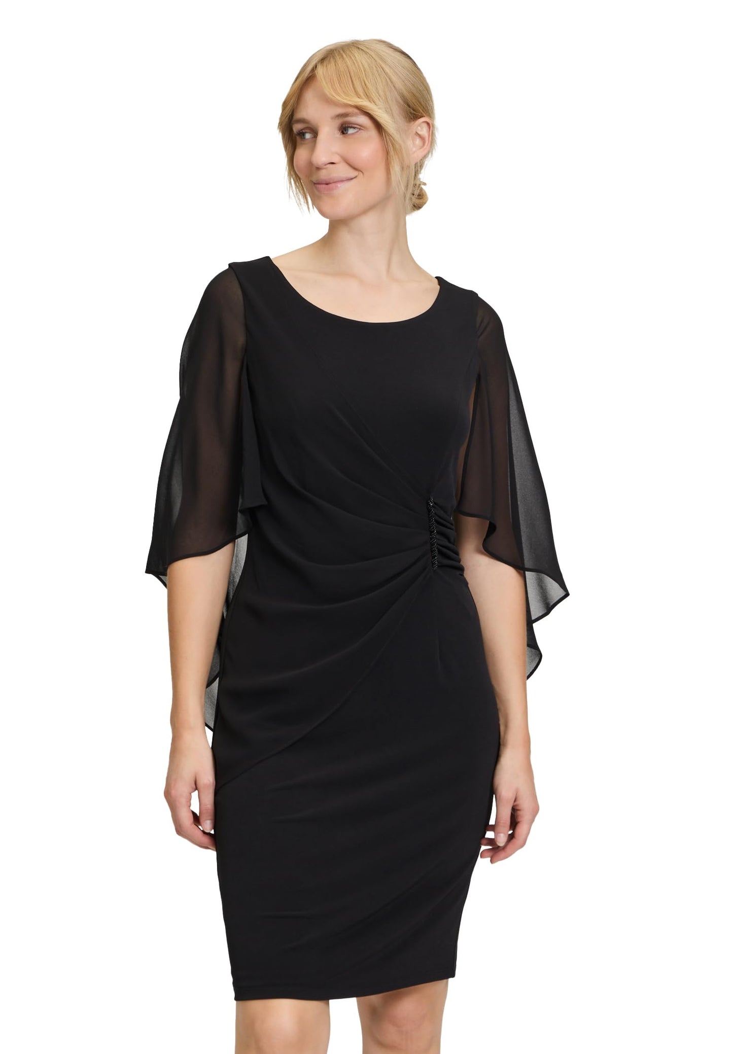 Vera Mont Damen Cocktailkleid mit Raffung Schwarz,44