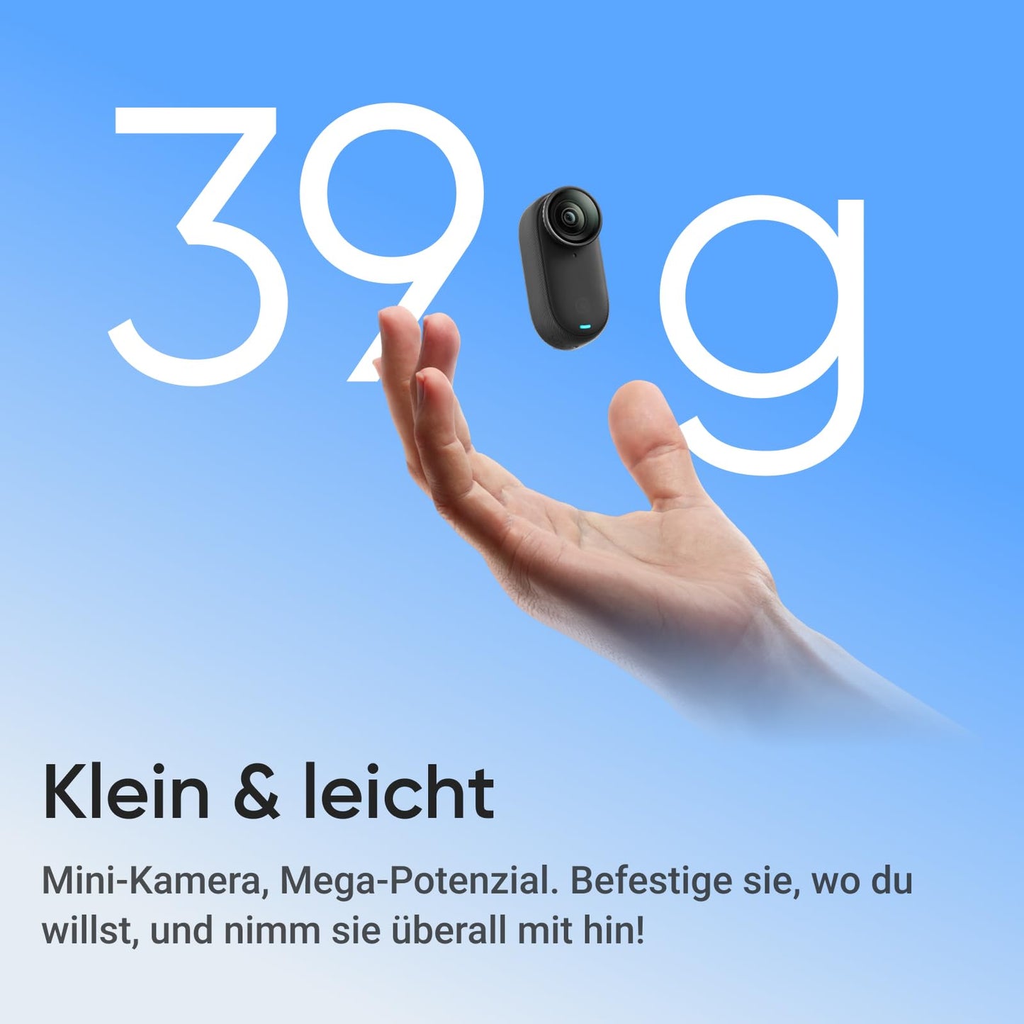 Insta360 GO 3S 128 GB - Tragbare 4K Mini-Kamera, Freihand-POVs, Überall anbringbar, Stabilisierung, 140 min Akku, 10 m wasserdicht, KI-Bearbeitung, Apple Find My, Schwarz, für Vlogs, Reisen, Outdoor