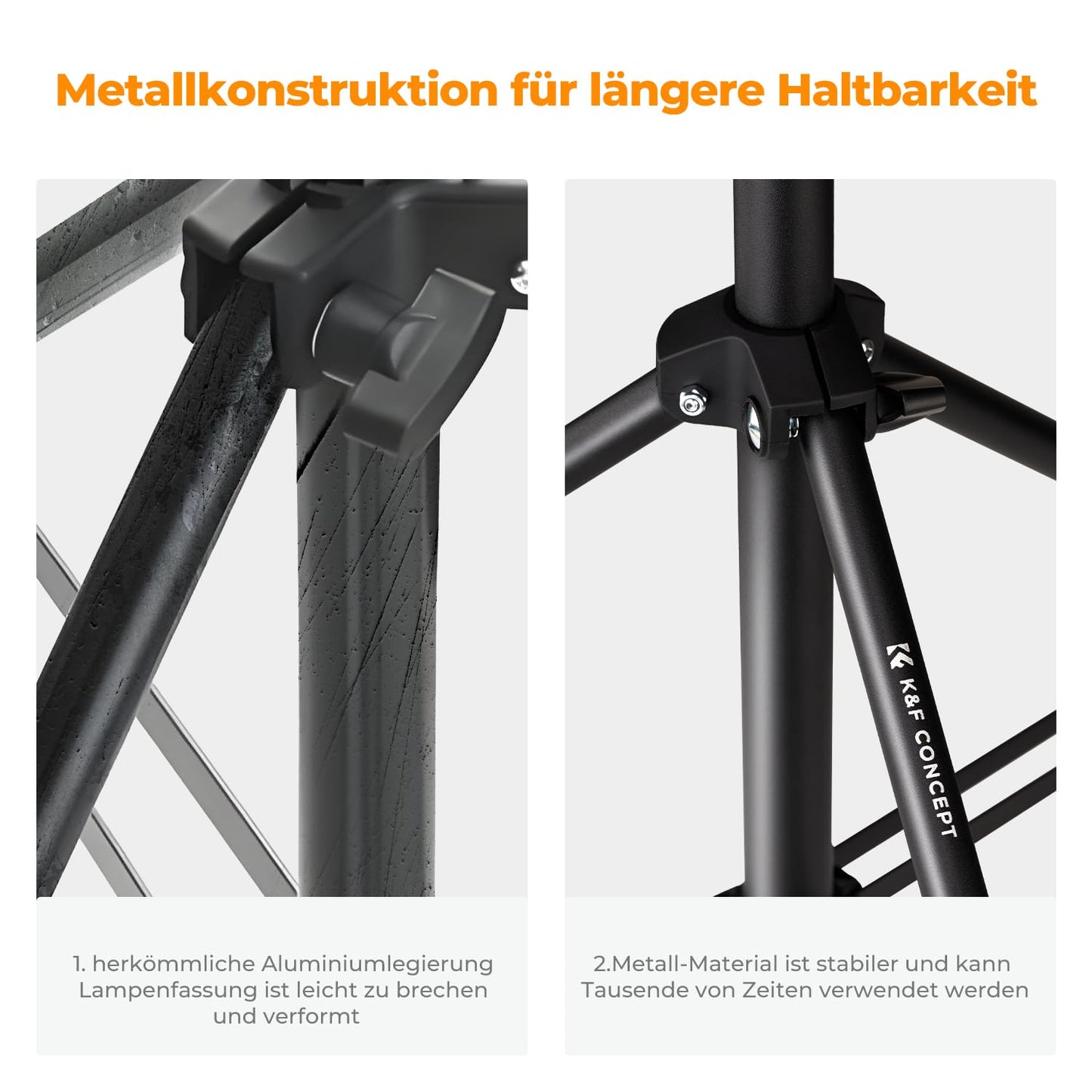 K&F Concept Fotografie Lichtstativ, 280CM Metal Light Stand für Studio-Fotographie, Reflektor, Blitz & Video, einstell Beleuchtungstativ hoch mit Stativtasche & 1/4" Srew