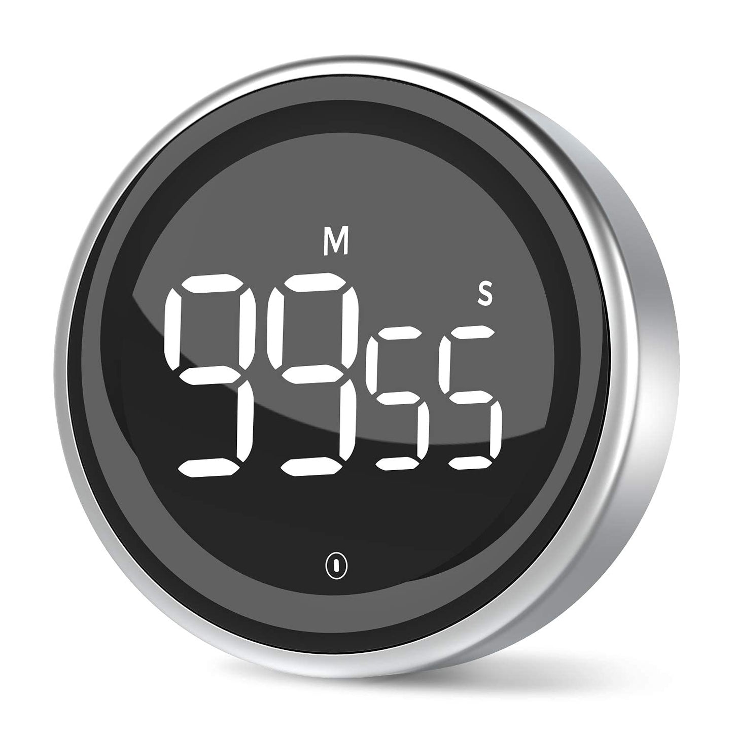 LIORQUE Digitaler Küchentimer Magnetisch Timer digital Eieruhr Kurzzeitwecker mit Rahmen aus Metall Großem LED-Bildschirm 3-stufiger Lautstärke zum Kochen Sport Studium inkl. Batterie (Silber)